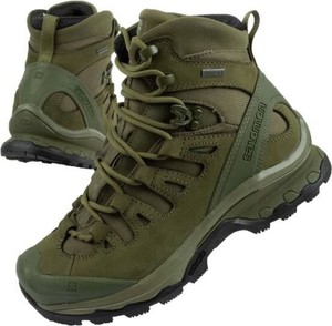 Zielone buty trekkingowe Salomon sznurowane