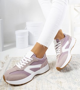 Fioletowe buty sportowe Gemre sznurowane w sportowym stylu