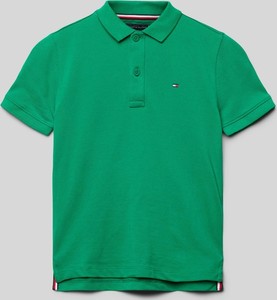 Zielona koszulka dziecięca Tommy Hilfiger z bawełny dla chłopców