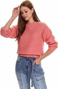 Różowy sweter Top Secret w stylu casual z dzianiny