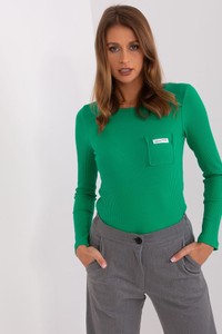 Zielona bluzka 5.10.15 z długim rękawem w stylu casual z okrągłym dekoltem