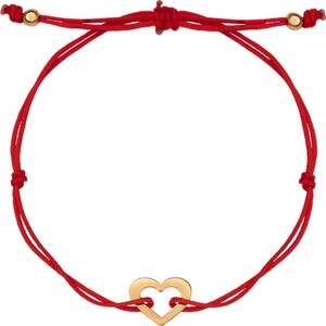 Hippie - Biżuteria Yes Bransoletka złota na czerwonym sznurku - serce - Hippie