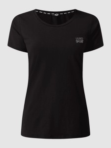 Czarny t-shirt Liu-Jo w stylu casual z krótkim rękawem z bawełny