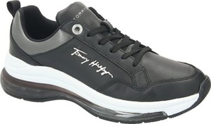 Czarne buty sportowe Tommy Hilfiger z płaską podeszwą w sportowym stylu