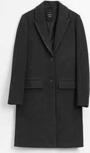 Czarny płaszcz House bez kaptura w stylu casual z wełny