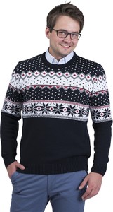 Sweter M. Lasota z okrągłym dekoltem z bawełny w bożonarodzeniowy wzór