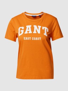 Pomarańczowy t-shirt Gant z bawełny w młodzieżowym stylu