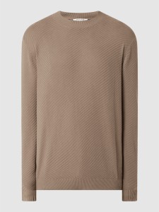 Brązowy sweter Review z bawełny z okrągłym dekoltem