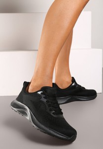 Czarne buty sportowe Renee sznurowane z płaską podeszwą w sportowym stylu