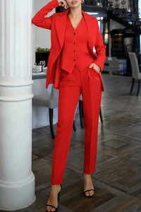 Moda Garnitury Kostiumy Aust Kostium czerwony Elegancki 