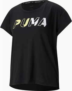 Czarny t-shirt Puma z okrągłym dekoltem w sportowym stylu z krótkim rękawem