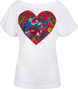 T-shirt jk collection z bawełny z krótkim rękawem w stylu etno