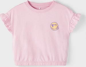 Różowa bluzka dziecięca Name it z bawełny dla dziewczynek