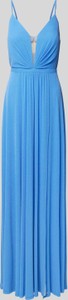 Niebieska sukienka V.m. z dekoltem w kształcie litery v z bawełny na ramiączkach
