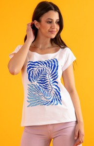T-shirt Knitis z krótkim rękawem z nadrukiem z okrągłym dekoltem