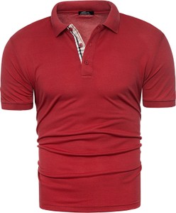 Czerwona koszulka polo Risardi z bawełny z krótkim rękawem w stylu casual