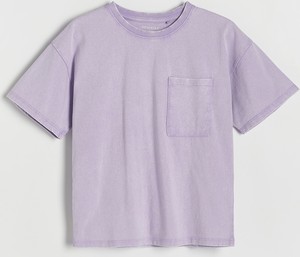 Fioletowa bluzka dziecięca Reserved z krótkim rękawem z bawełny