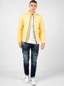 Żółta kurtka ubierzsie.com z tkaniny krótka w stylu casual