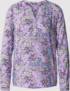 Fioletowa bluzka Montego z dekoltem w kształcie litery v w stylu casual z długim rękawem