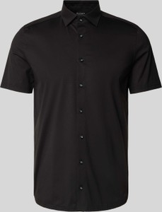 Czarna koszula Olymp Level Five z klasycznym kołnierzykiem z krótkim rękawem w stylu casual