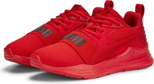 Czerwone buty sportowe Puma w młodzieżowym stylu z płaską podeszwą