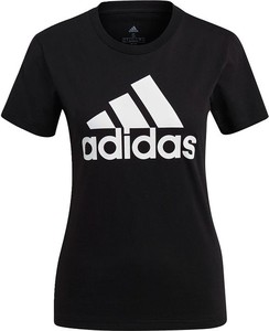Czarny t-shirt Adidas w sportowym stylu z okrągłym dekoltem