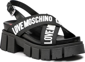 Czarne sandały Love Moschino z nadrukiem na platformie w stylu casual