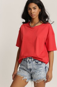 Czerwona bluzka Renee z krótkim rękawem z okrągłym dekoltem w stylu casual