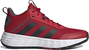 Czerwone buty sportowe Adidas sznurowane w sportowym stylu