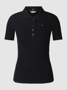 Czarny t-shirt Tommy Hilfiger w stylu casual z krótkim rękawem z kołnierzykiem