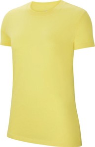 Żółty t-shirt Nike z krótkim rękawem w sportowym stylu z bawełny
