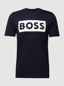 Granatowy t-shirt Hugo Boss z krótkim rękawem