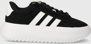 Czarne buty sportowe Adidas sznurowane ze skóry w sportowym stylu