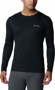 Czarna koszulka z długim rękawem Columbia w sportowym stylu z tkaniny