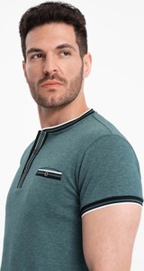 Zielony t-shirt Ombre z krótkim rękawem z jedwabiu