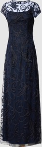 Granatowa sukienka Luxuar Fashion maxi z krótkim rękawem