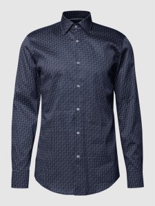 Granatowa koszula Hugo Boss w stylu casual z bawełny z długim rękawem
