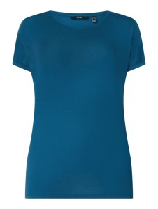 Niebieska bluzka Vero Moda z okrągłym dekoltem z krótkim rękawem