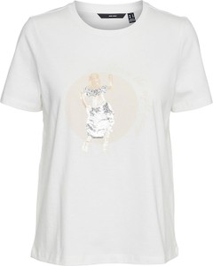 T-shirt Vero Moda z okrągłym dekoltem z bawełny w młodzieżowym stylu