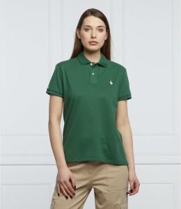Zielony t-shirt POLO RALPH LAUREN z dekoltem w kształcie litery v z krótkim rękawem