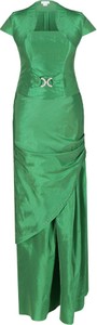 Zielona sukienka Fokus gorsetowa maxi z krótkim rękawem