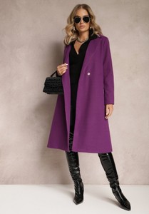 Fioletowy płaszcz Renee bez kaptura w stylu casual