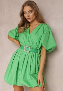 Zielona sukienka Renee mini w stylu casual kopertowa