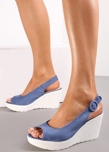 Niebieskie sandały Renee na koturnie