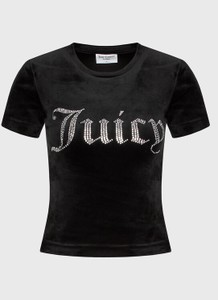 Czarny t-shirt Juicy Couture w młodzieżowym stylu z krótkim rękawem