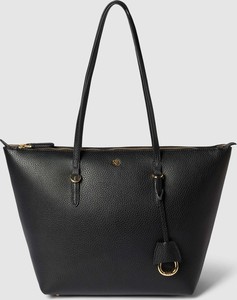 Czarna torebka Ralph Lauren ze skóry ekologicznej z aplikacjami na ramię