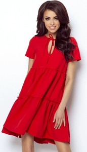 Czerwona sukienka Ivon w stylu casual z dekoltem w kształcie litery v