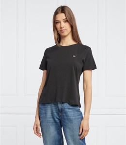 Czarny t-shirt Tommy Jeans z okrągłym dekoltem z krótkim rękawem