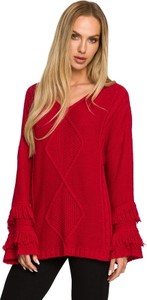 Czerwony sweter MOE w stylu boho
