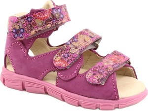 Różowe buty dziecięce letnie Mazurek ze skóry na rzepy